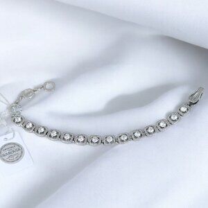 Swarovski Crystal Bracelet Silver-Tone Stainless Steel Adjustable - NWT